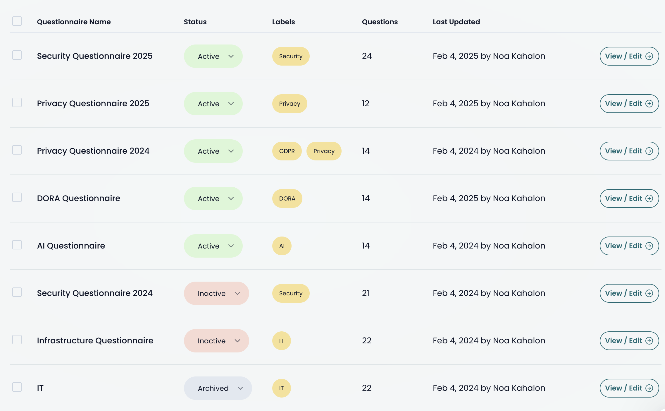 smart vendor questionnaires